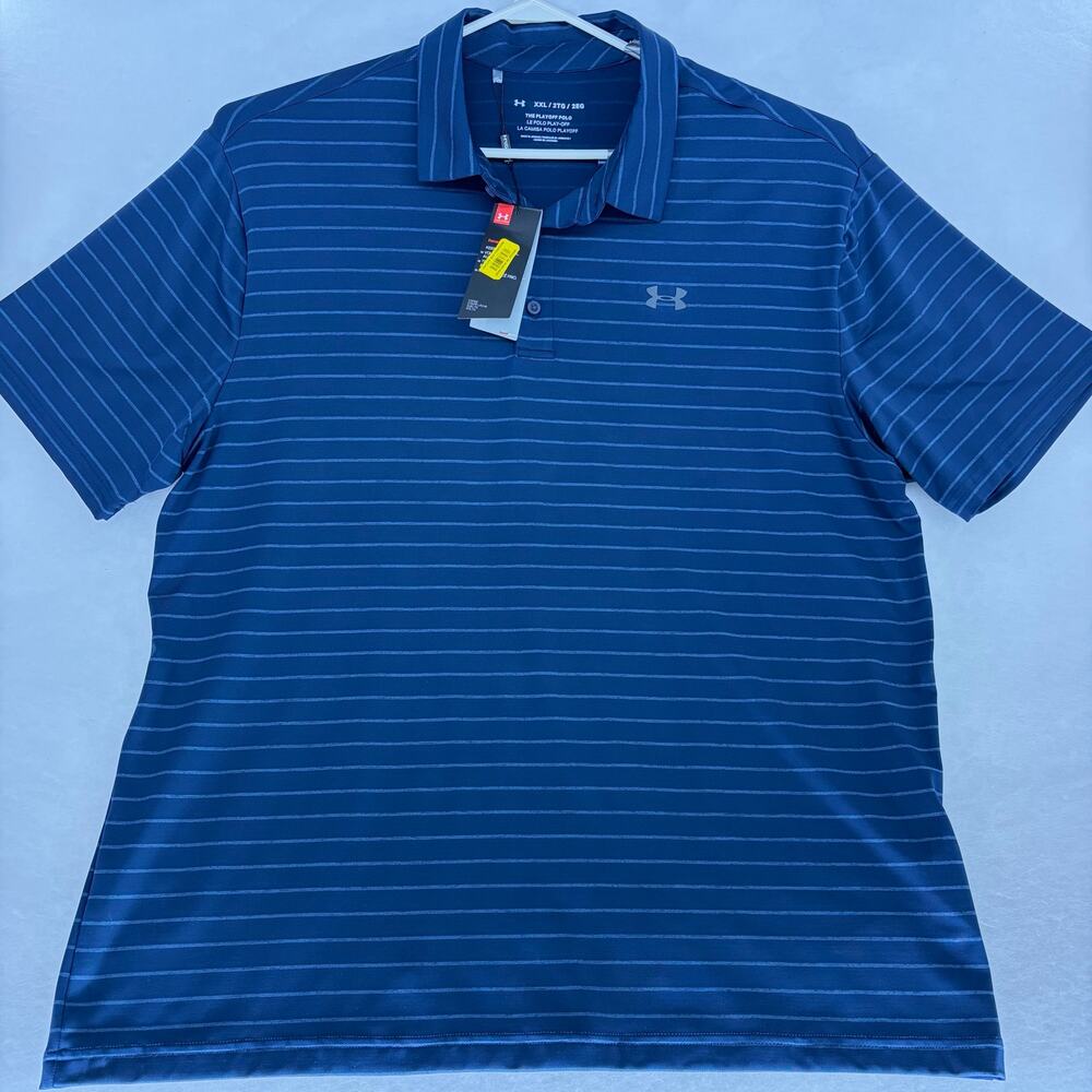 Under Armour Playoff Polo NWT 🏌️‍♂️ Navy Striped XXL